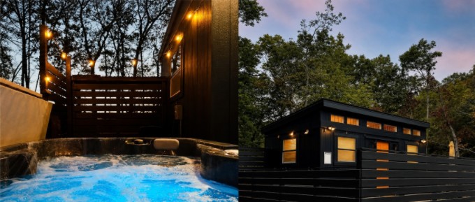 Tiny on the Ridge romantic Blue Ridge tiny home with private hot tub