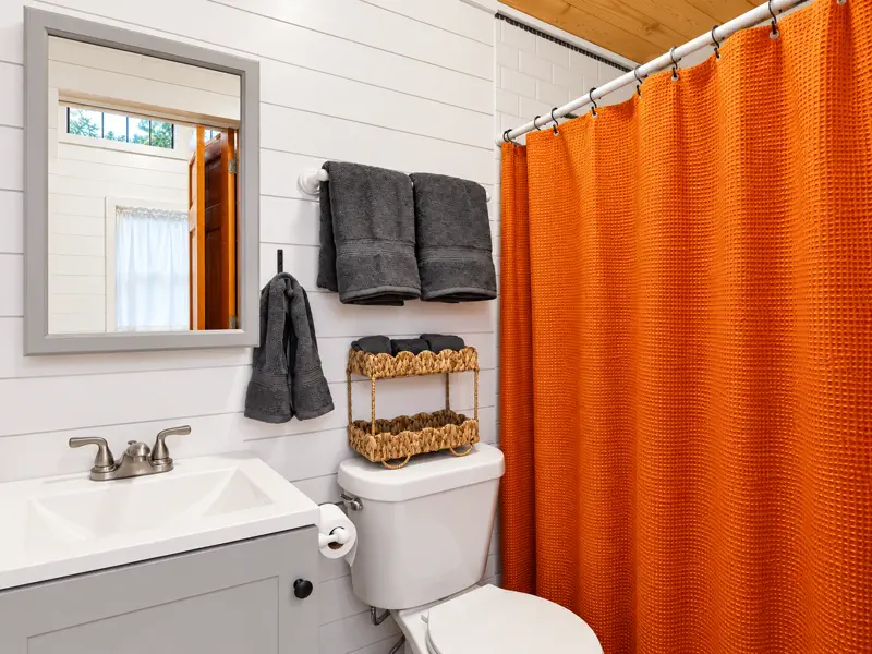 Full bathroom with shower inside Tiny on the Ridge